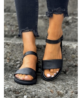 Bardzo wygodne i lekkie sandały RUSIN GENERE BLACK skóra naturalna