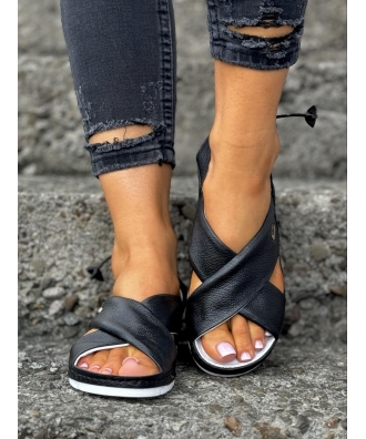 Bardzo wygodne i lekkie sandały VASCA BLACK skóra naturalna