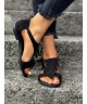 Bardzo wygodne i lekkie sandały RUSIN DAVERO BLACK SUEDE skóra naturalna