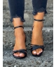 Wspaniałe bardzo wygodne sandały szpilki RUSIN DESIGN ANAGRA BLACK skóra naturalna
