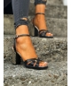 Piękne sandały na podsuwce RUSIN RENFE BLACK GOLD skóra naturalna