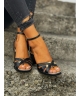 Piękne sandały na podsuwce RUSIN RENFE BLACK GOLD skóra naturalna