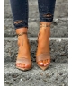 Wiązane sandały z noskami w szpic RUSIN DESIGN BERGASA KARMEL skóra naturalna