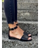 Klasyczne wygodne sandały RUSIN NEX BLACK GRAIN skóra naturalna