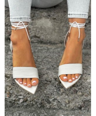 Wiązane sandały z noskami w szpic RUSIN DESIGN BERGASA LIGHT BEIGE skóra naturalna