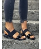 Klasyczne wygodne sandały z gumkami DAFNE BLACK GLOSSY