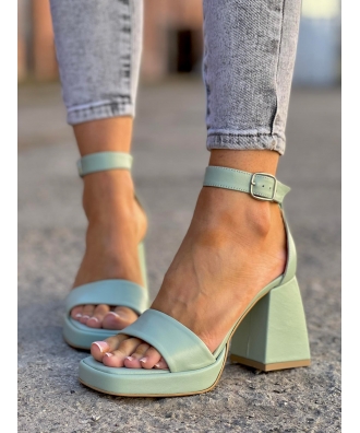 Piękne sandały na podsuwce RUSIN BELEM GREEN skóra naturalna