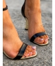 Modne sandały na stabilnym słupku RUSIN SOLIS BLACK skóra naturalna