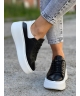 Sneakersy na wyższej podeszwie RUSIN VELANNE BLACK WHITE skóra naturalna