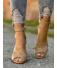 Cudowne sandały na słupku RUSIN ALLADA CAMEL skóra naturalna
