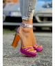 Piękne sandały na podsuwce RUSIN HINTEL PINK ORANGE skóra naturalna