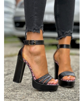 Piękne sandały na podsuwce RUSIN HINTEL BLACK PINK skóra naturalna