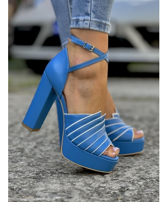 Bardzo lekkie sandały na podsuwce RUSIN DESIGN CELINNE BLUE skóra naturalna