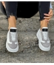 Sneakersy na wyższej podeszwie RUSIN SELECT WHITE GREY skóra naturalna