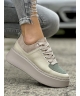 Sneakersy na wyższej podeszwie BALAO OLIVE BEIGE skóra naturalna