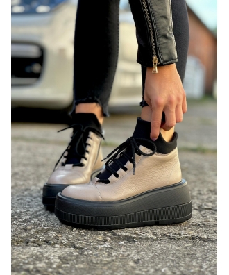 Sneakersy na mega lekkiej platformie RUSIN SODER EBANO BLACK skóra naturalna
