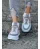 Sneakersy na wyższej podeszwie RUSIN APEROL WHITE GREY skóra naturalna
