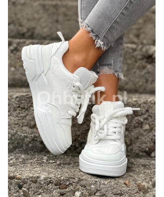 Wygodne buty sneakersy na wyższej podeszwie TELLER WHITE