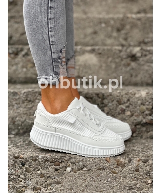 Wygodne buty sneakersy na wyższej podeszwie CELLO WHITE
