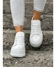 Sneakersy na mega lekkiej platformie RUSIN JOSSA ALL WHITE skóra naturalna