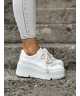 Sneakersy na mega lekkiej platformie RUSIN LORRE ALL WHITE skóra naturalna