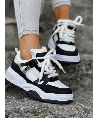Sneakersy na wyższej podeszwie FILTRA BLACK WHITE
