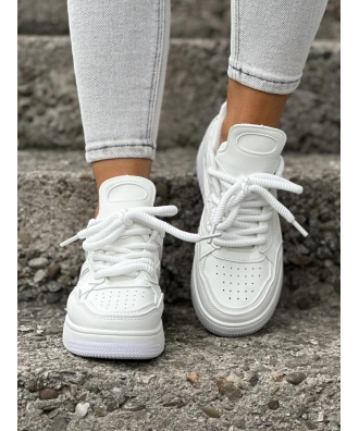 Sneakersy na wyższej podeszwie PENE ALL WHITE